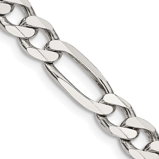 Sterling Silver 6.75mm Figaro Chain Necklace 24"