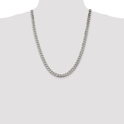 Sterling Silver 8.3mm Curb Chain Necklace 24"