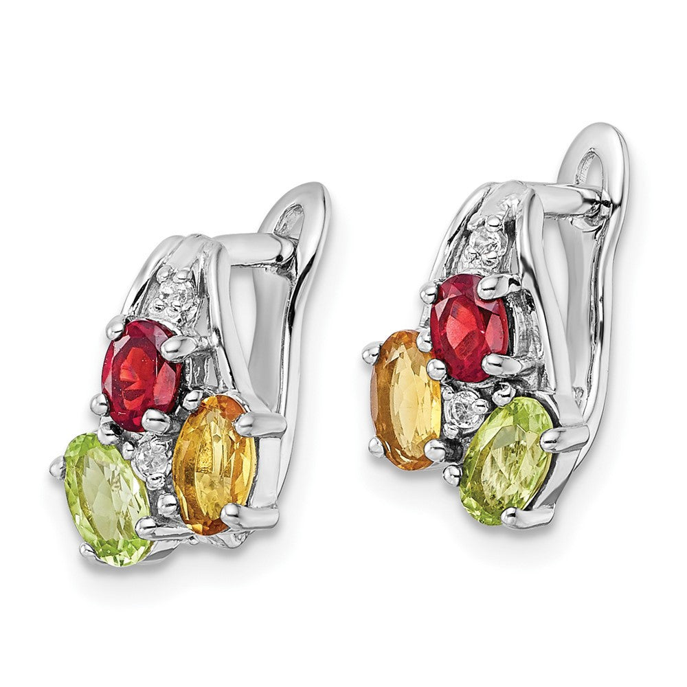 Sterling Silver RH-plated 1.48t.w. PE/CI/GA/WT Hinged Dangle Earrings
