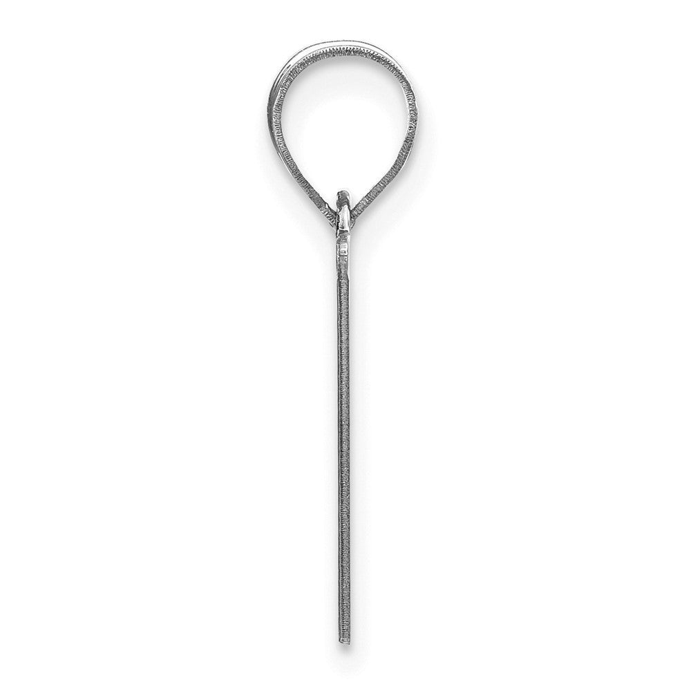 14k White Gold Polished Etched Letter V Initial Pendant