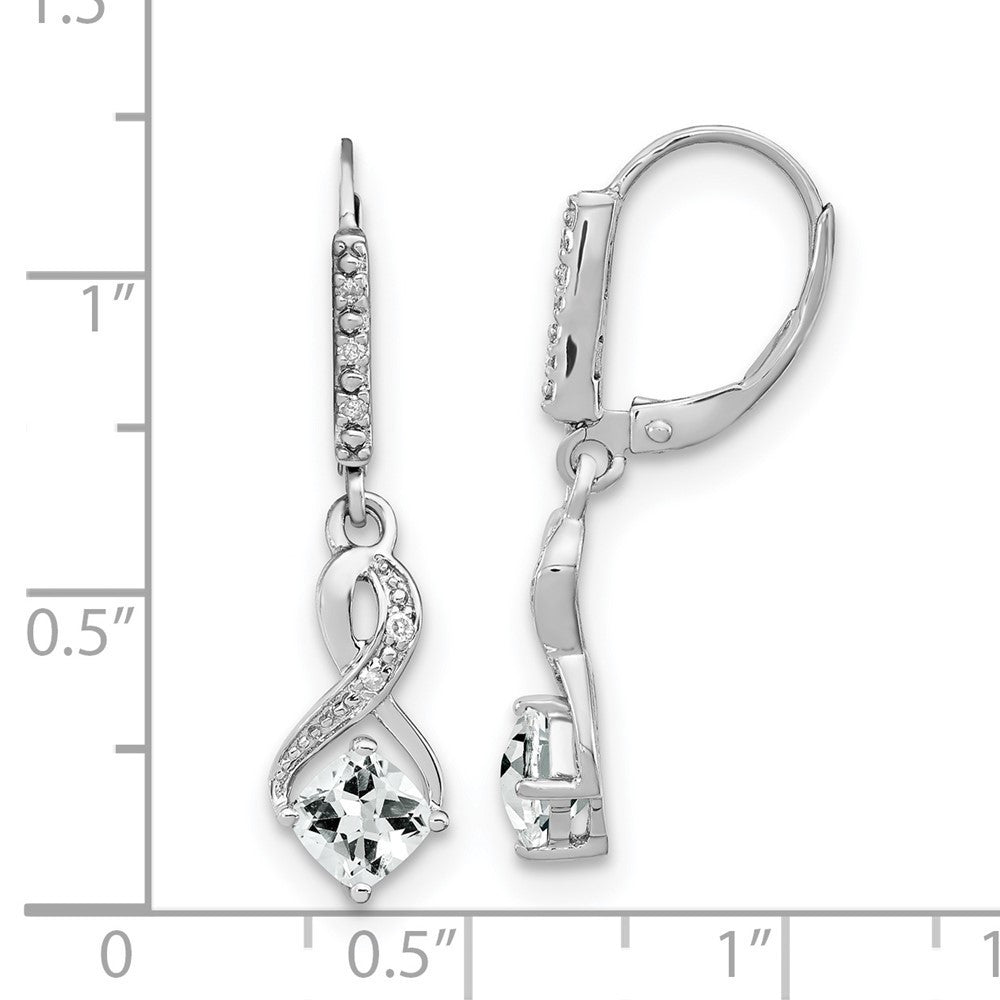 Sterling Silver Rhodium-plated White Topaz and Diamond Dangle Earrings