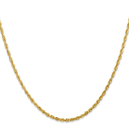 14k Yellow Gold 2.25mm Ultra Diamond-cut Rope Chain Necklace 20"