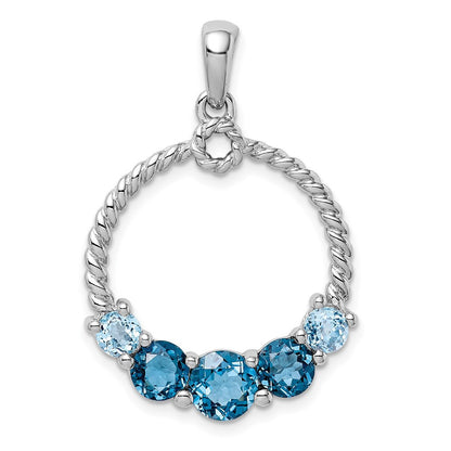 Sterling Silver Rhod-plat London Blue Topaz Pendant