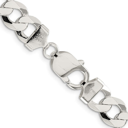 Sterling Silver 9.75mm Flat Curb Chain Necklace 30"