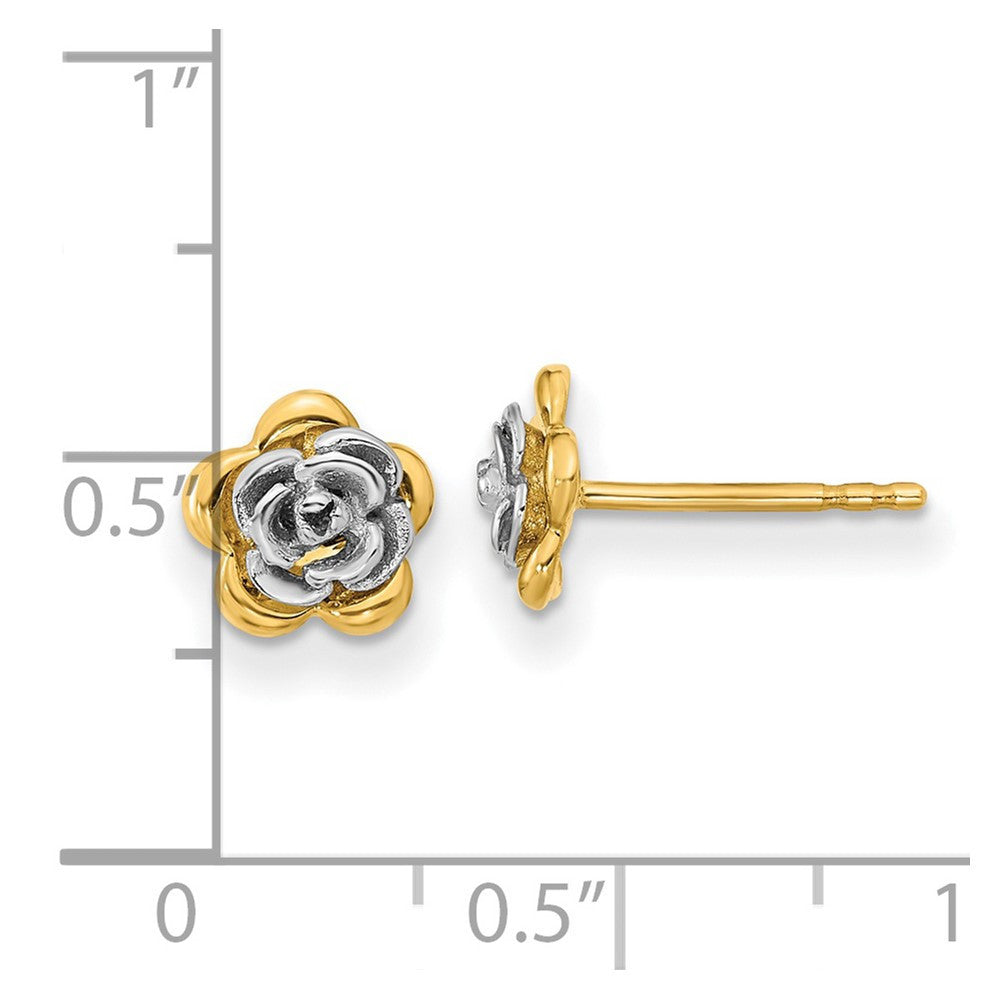 14K Two-tone Flower Stud Earrings
