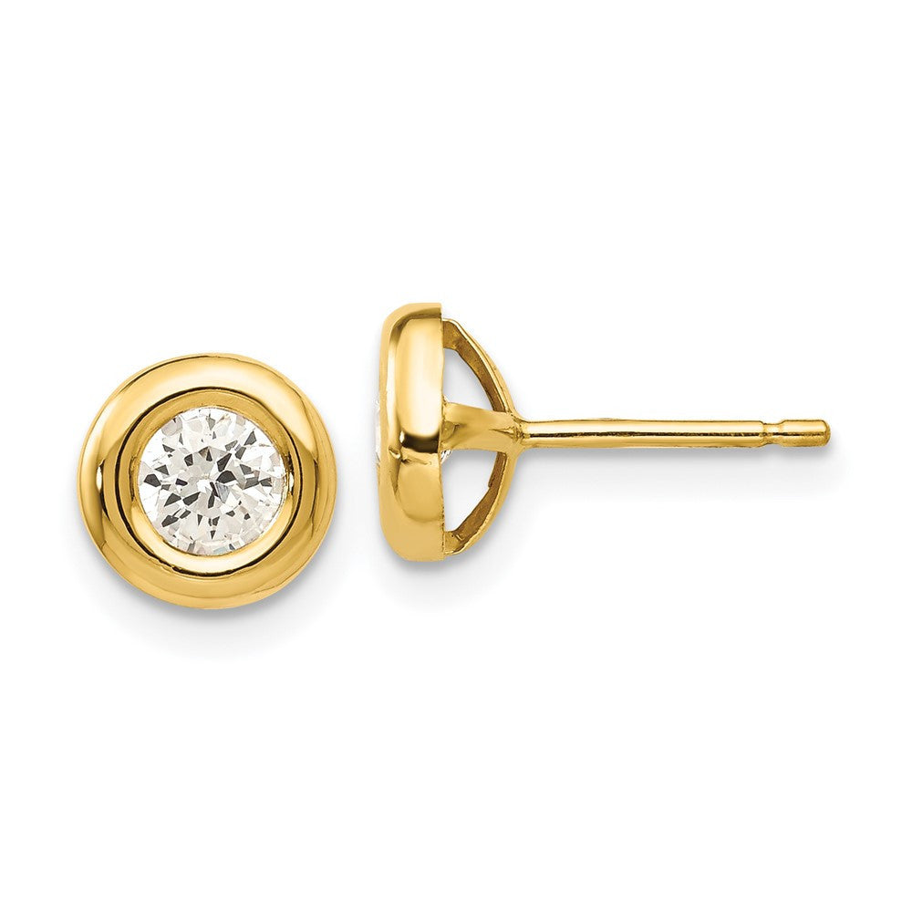14k Yellow Gold Polished Cubic Zirconia Fancy Stud Earrings