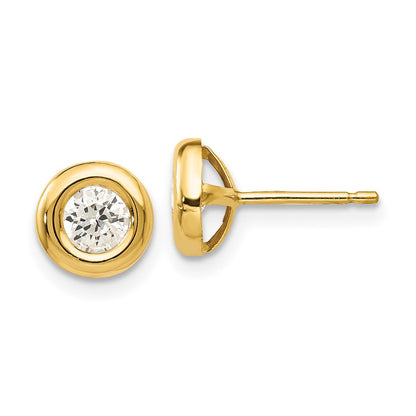 14k Yellow Gold Polished Cubic Zirconia Fancy Stud Earrings