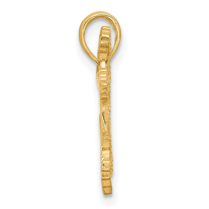 14k Yellow Gold Polished Poodle Dog Outline Charm Pendant