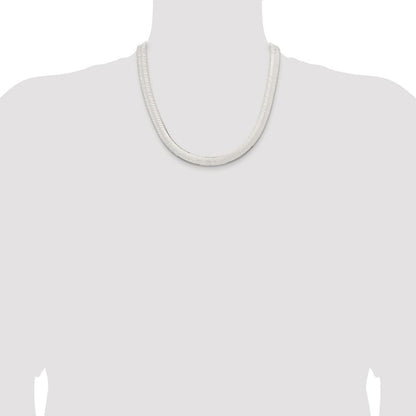 Sterling Silver Rhodium-plated 10.5mm Magic Herringbone Chain Necklace 20"