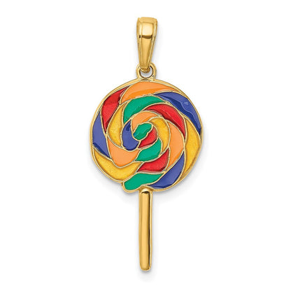 14k Yellow Gold 3D Enameled Lollipop Pendant