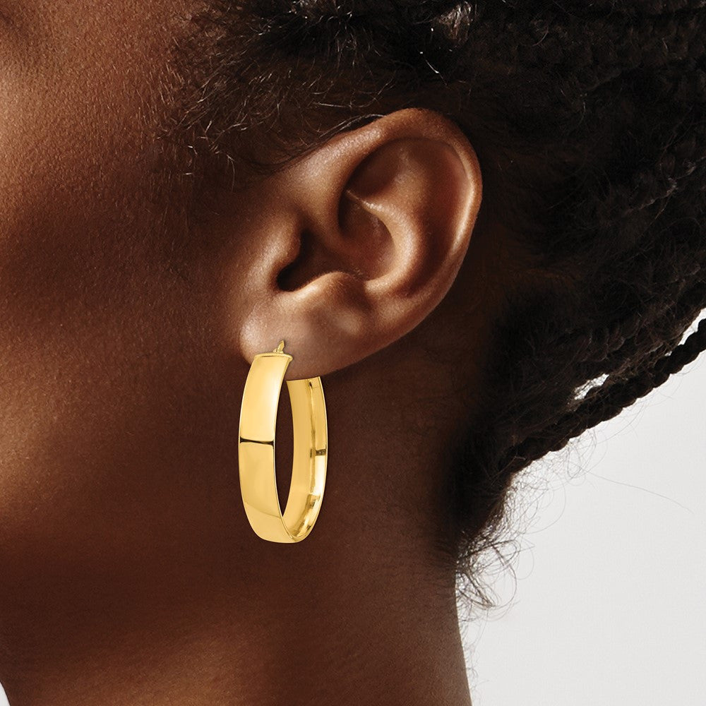 14k Yellow Gold High Polished 7mm Hoop Earrings