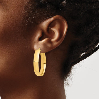 14k Yellow Gold High Polished 7mm Hoop Earrings