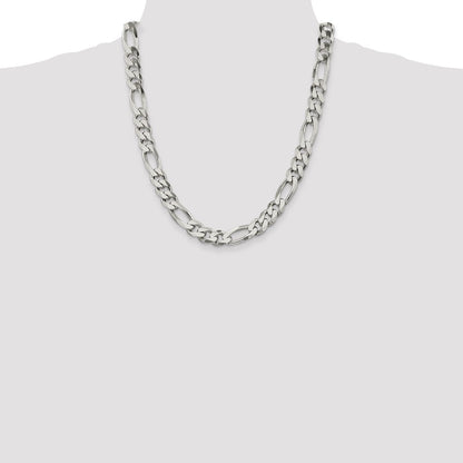 Sterling Silver 10.75mm Figaro Chain Necklace 22"