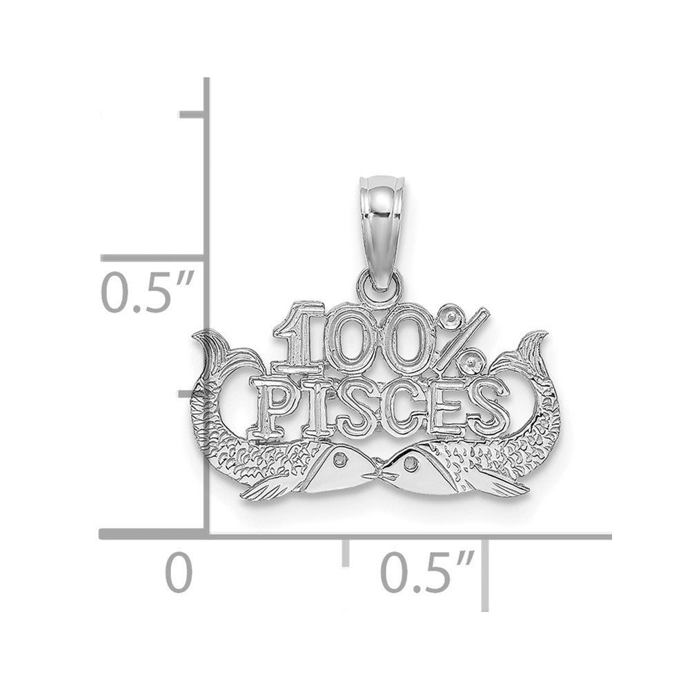 14k White Gold WG 100% PISCES Zodiac Charm Pendant