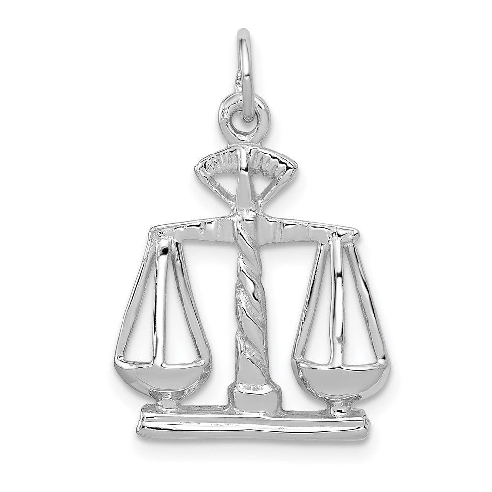 14k White Gold Polished Scales of Justice Charm Pendant