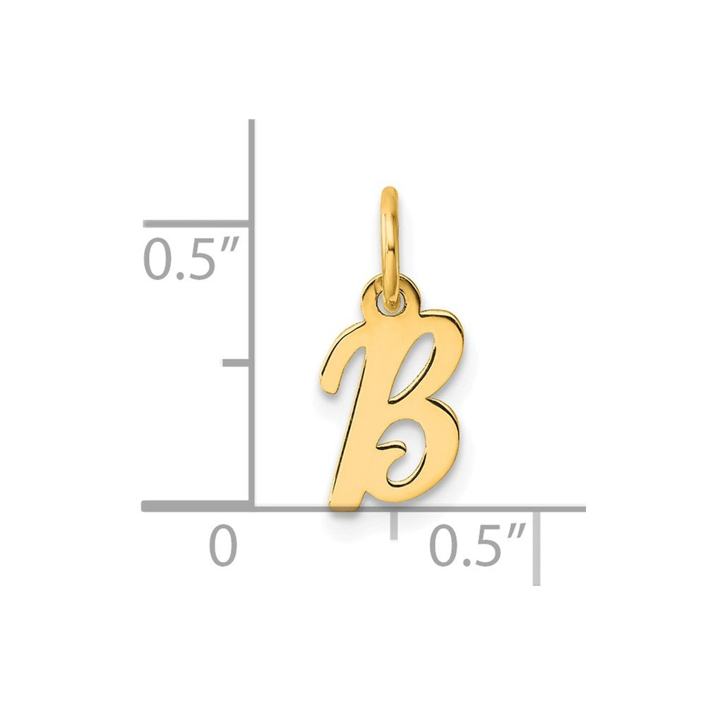 14k Yellow Gold Small Script Letter B Initial Charm Pendant