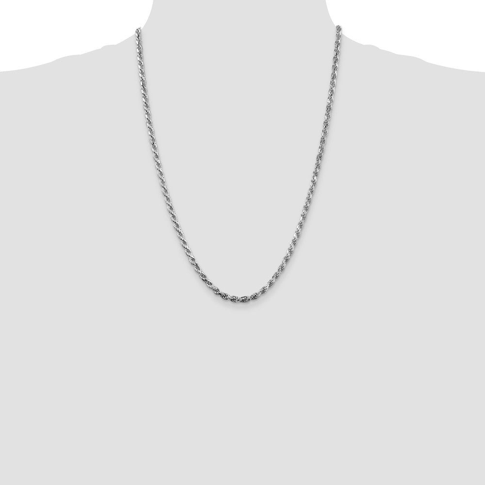 Sterling Silver Rhodium-plated 3.75mm Diamond-cut Rope Chain Necklace 24"