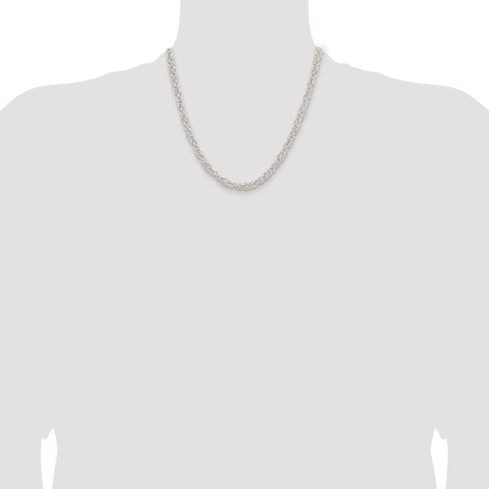 Sterling Silver 5.5mm Rounded Byzantine Chain Necklace 20"