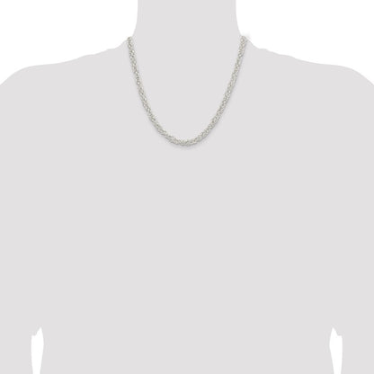 Sterling Silver 5.5mm Rounded Byzantine Chain Necklace 20"