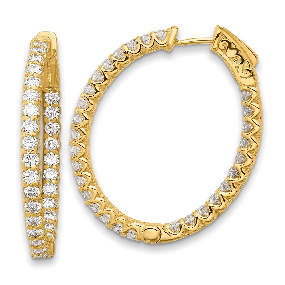 14k Yellow Gold 2.9ct Diamond In Out Oval Hoop Earrings
