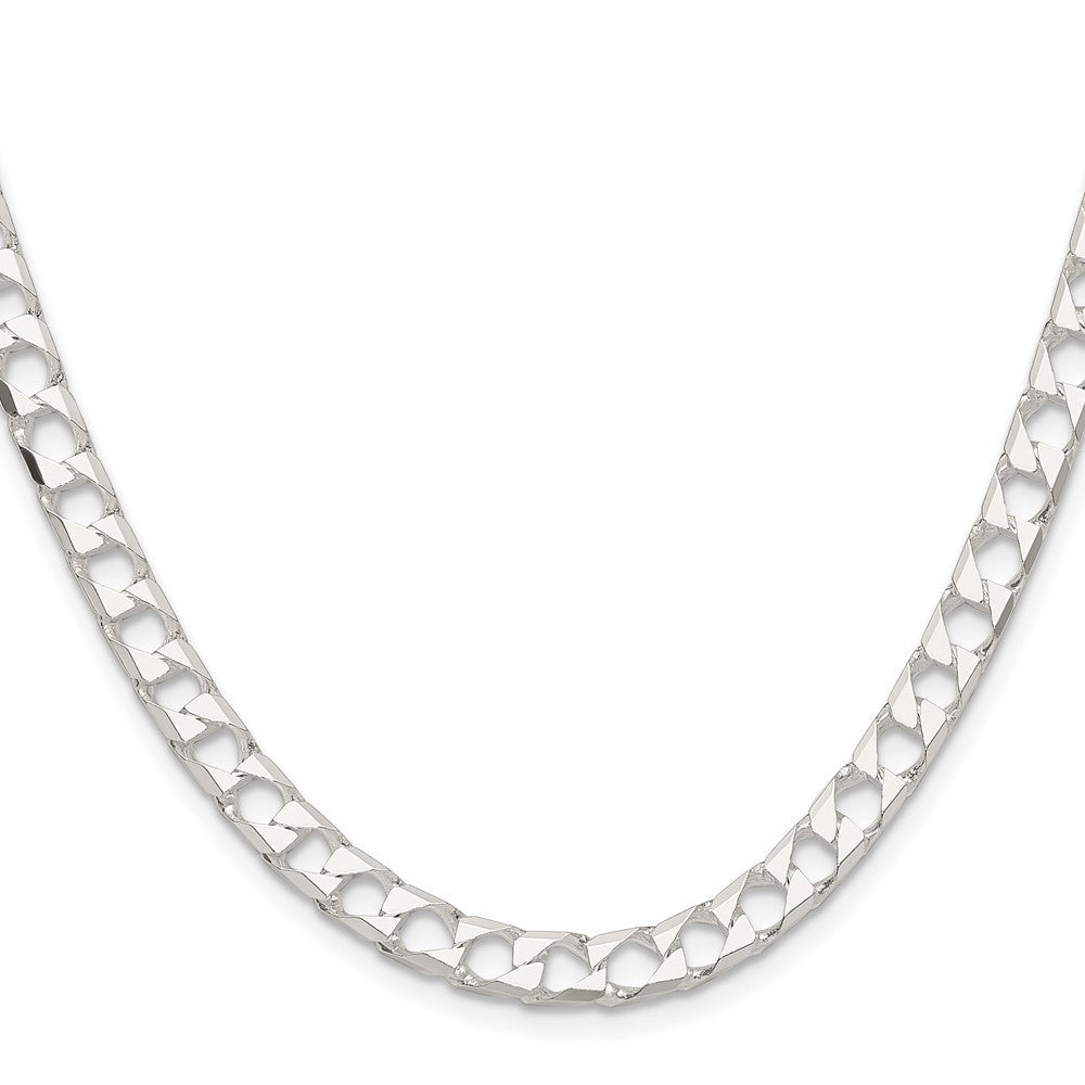 Sterling Silver 5.75mm Diamond-Cut Square Curb Chain Necklace 20"