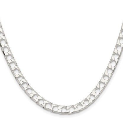 Sterling Silver 5.75mm Diamond-Cut Square Curb Chain Necklace 20"
