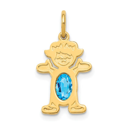 14k Yellow Gold Girl 6x4 Oval Genuine Blue Topaz-December