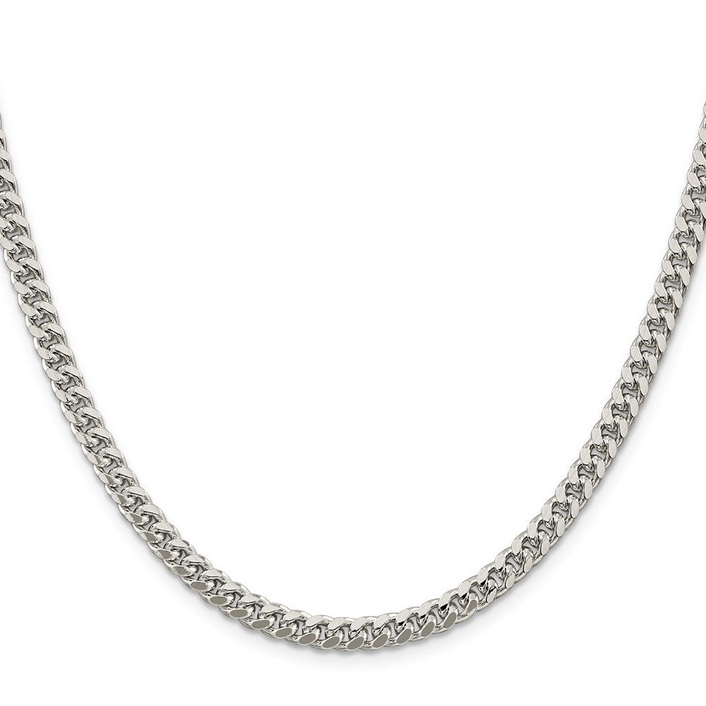 Sterling Silver 5mm Domed w/ Side Diamond-Cut Curb Chain Necklace 16"