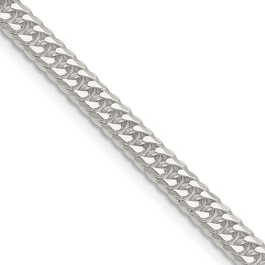 Sterling Silver Polished 4.8mm Double Diamond-cut Curb Chain Necklace 22"