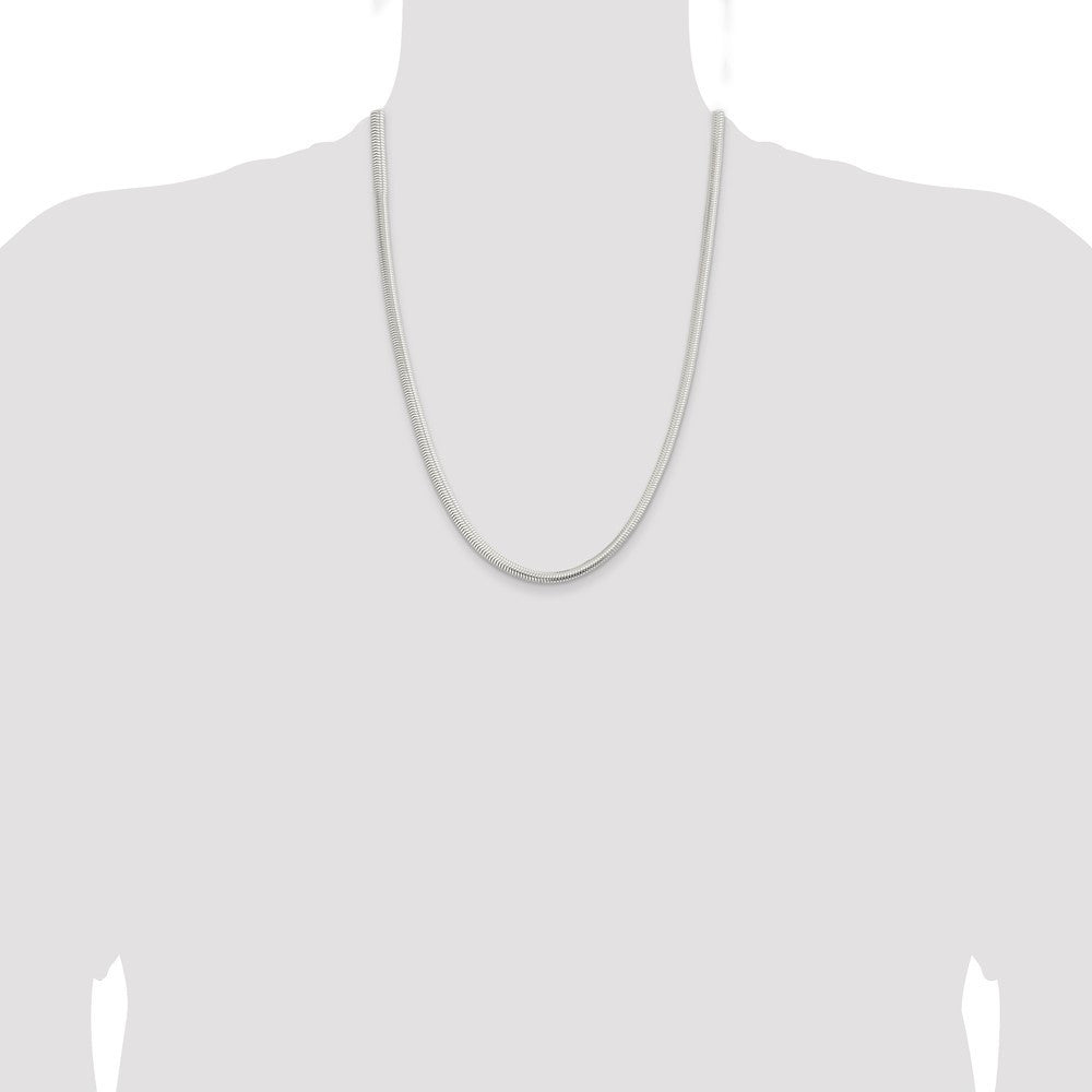 Sterling Silver 5mm 6-sided Oval Snake Chain Necklace 24"