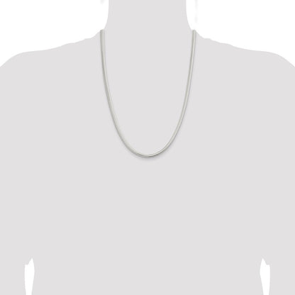 Sterling Silver 5mm 6-sided Oval Snake Chain Necklace 24"