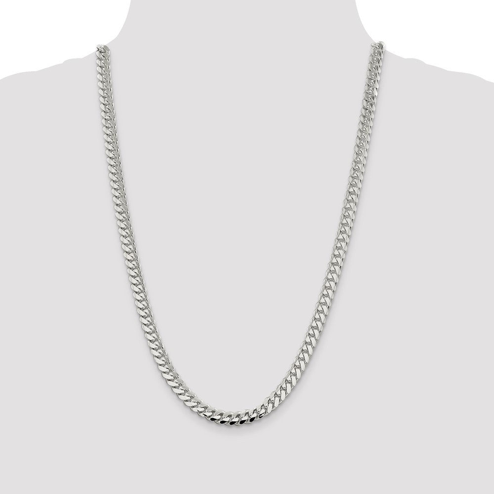 Sterling Silver 7.0mm Polished Domed Curb Chain Necklace 26"