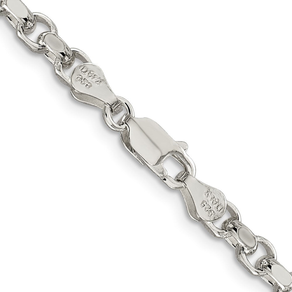 Sterling Silver 4mm Diamond-cut Rolo Chain Necklace 22"