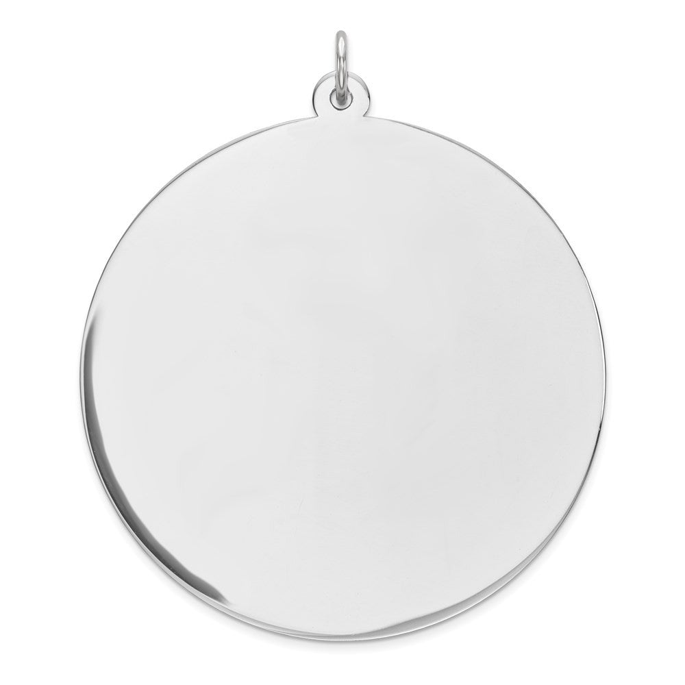 Sterling Silver Rhod-plated Eng. Rnd Polish Front/Back Disc Charm Pendant
