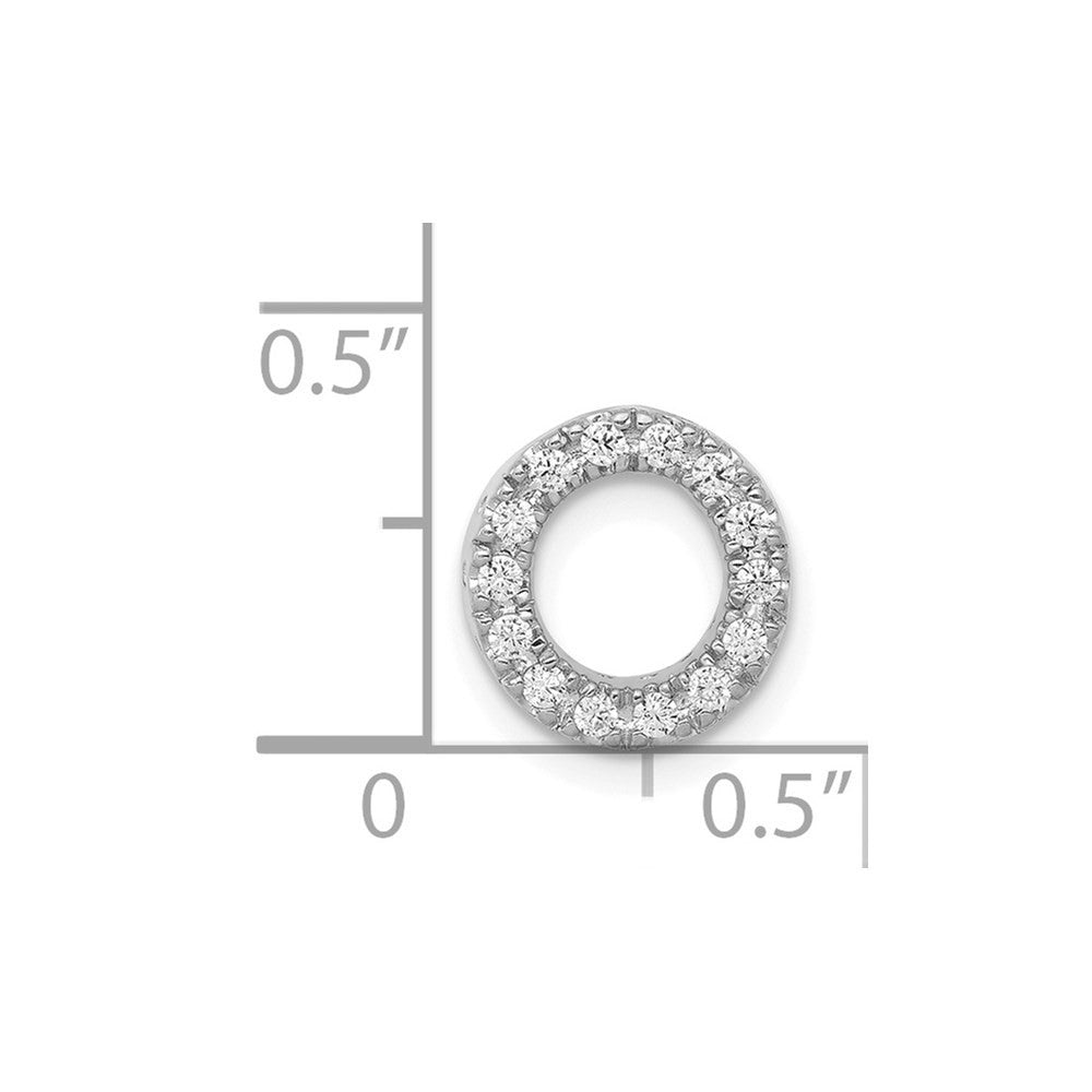14k White Gold Diamond Letter O Initial Charm Pendant