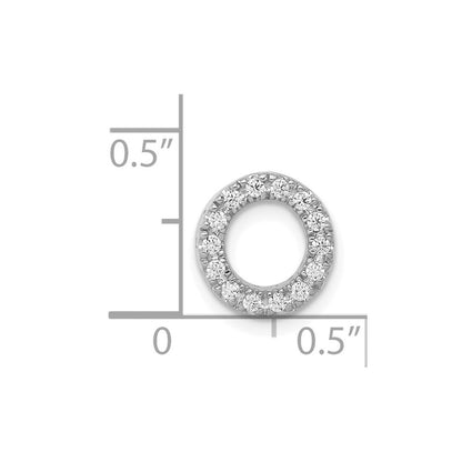 14k White Gold Diamond Letter O Initial Charm Pendant