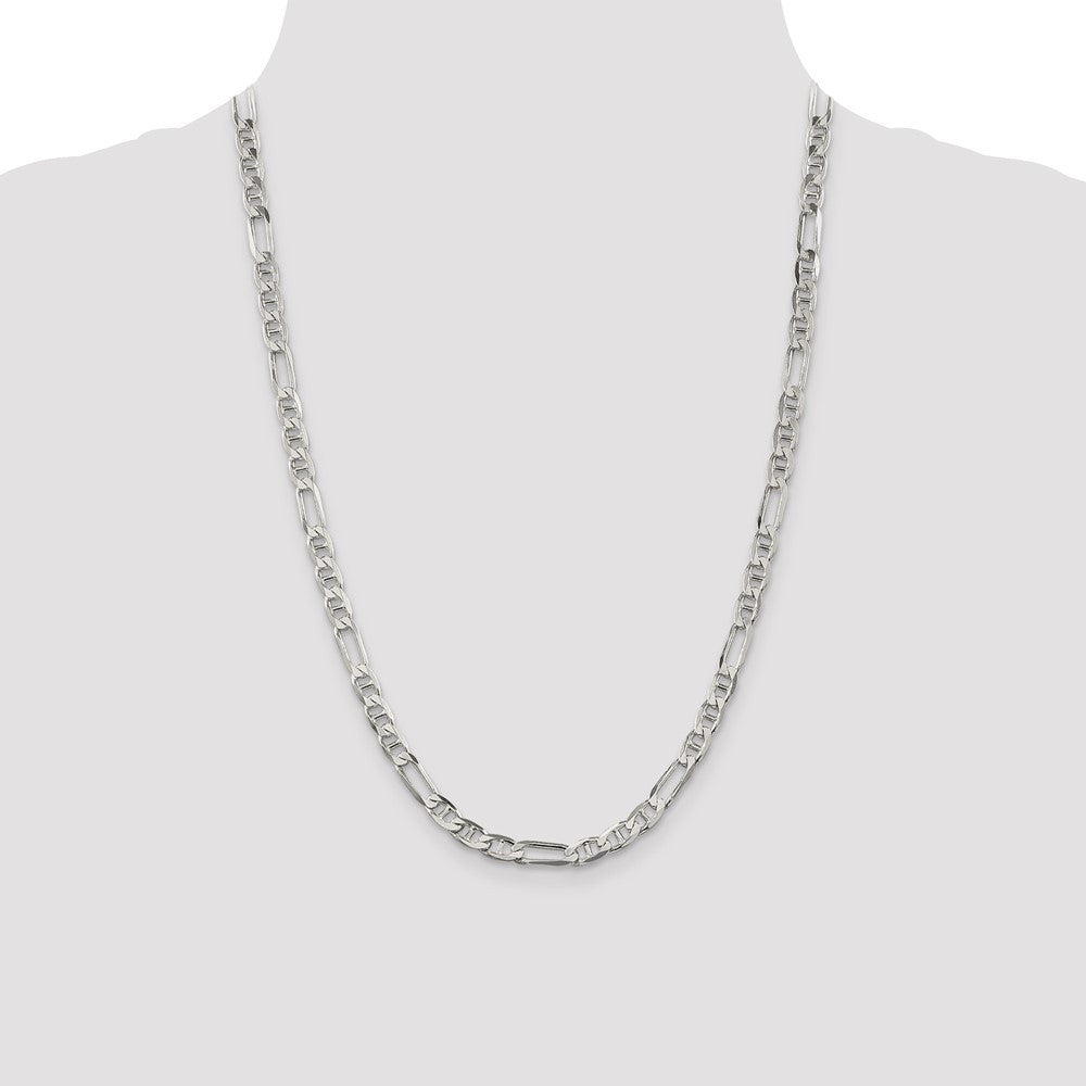 Sterling Silver 5.5mm Figaro Anchor Chain Necklace 24"