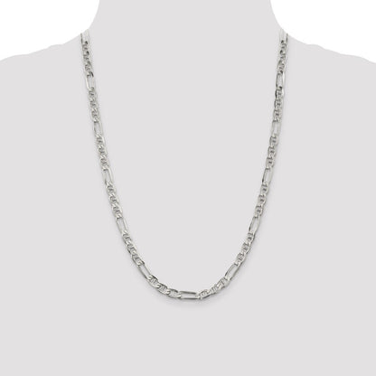 Sterling Silver 5.5mm Figaro Anchor Chain Necklace 24"