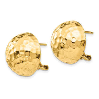 14k Yellow Gold Hammered Omega Back Stud Earrings