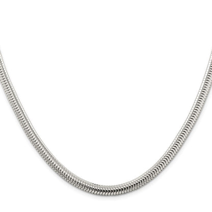 Sterling Silver 6mm Round Snake Chain Necklace 26"