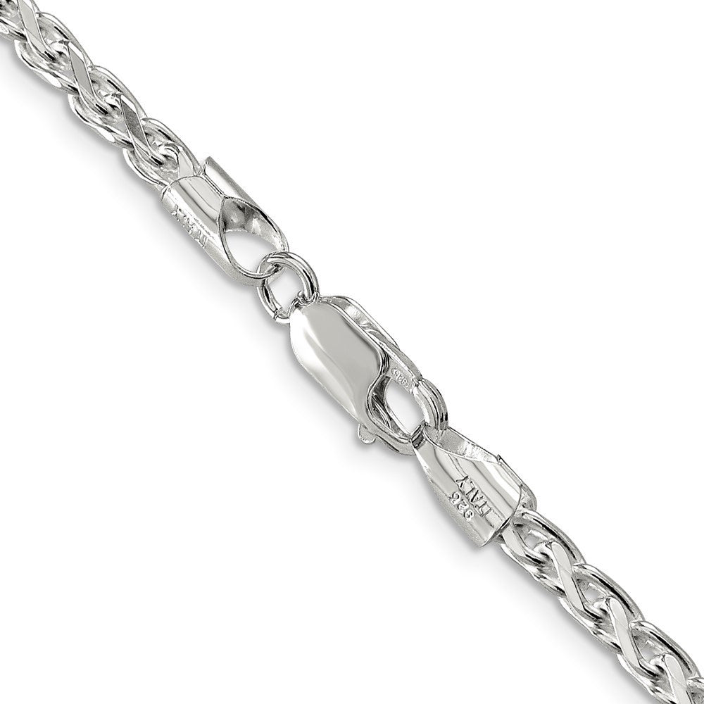Sterling Silver 3.5mm Diamond-cut Round Spiga Chain Necklace 30"