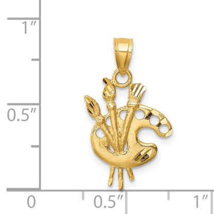 14k Yellow Gold Diamond-Cut Paint Palette Pendant