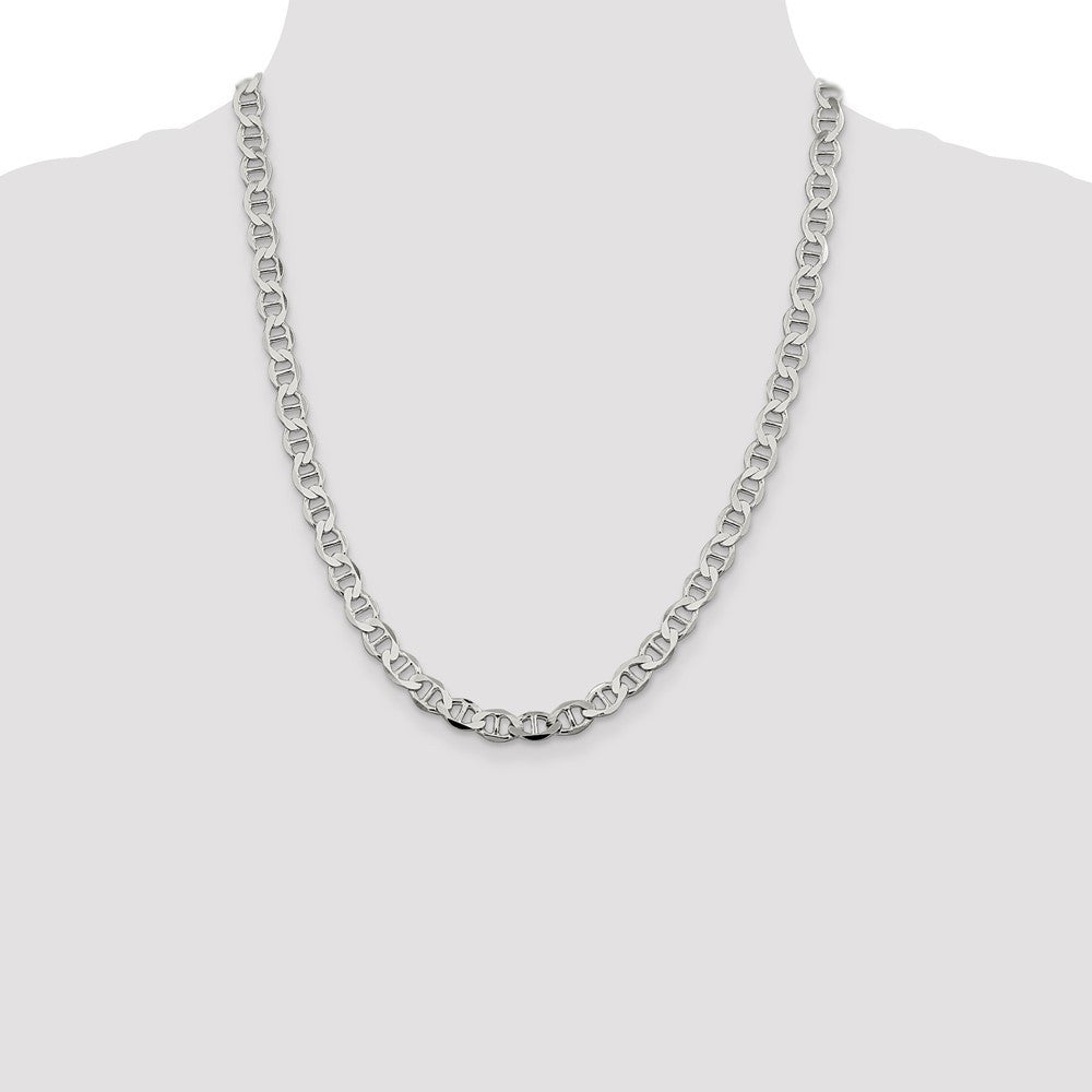 Sterling Silver 8.9mm Flat Anchor Chain Necklace 22"