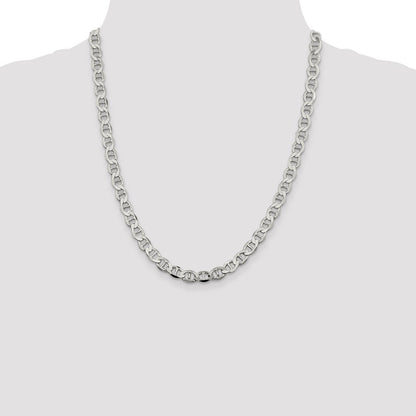 Sterling Silver 8.9mm Flat Anchor Chain Necklace 22"
