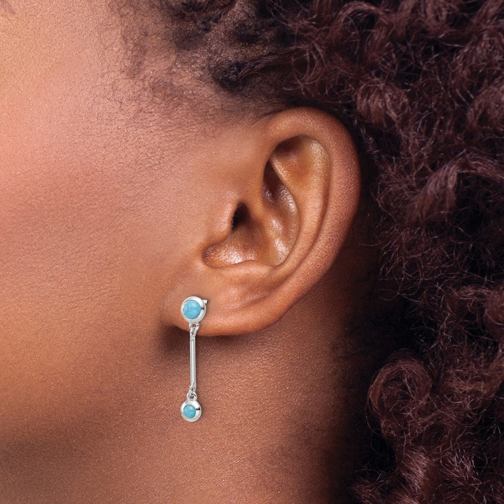 Sterling Silver Rhodium-plated Turquoise Dangle Earrings