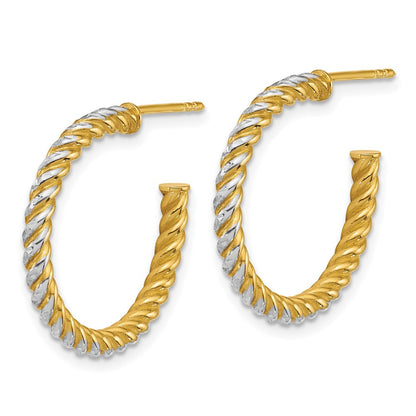 14k Yellow Gold Polished Diamond-cut Twisted 2.75mm Tube C-Hoop Earrings