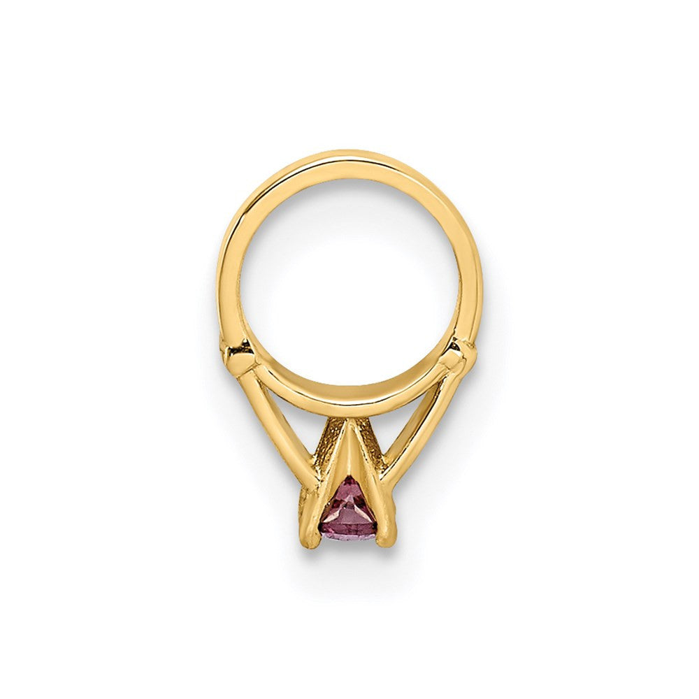 14k Yellow Gold 3D Ring with Light Purple CZ Charm Pendant