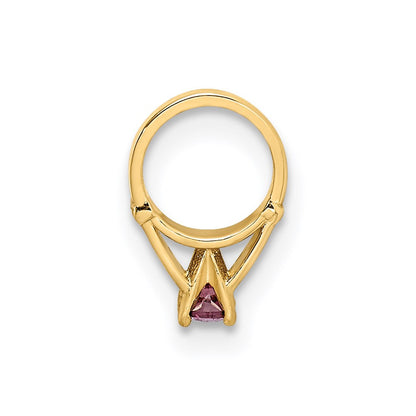 14k Yellow Gold 3D Ring with Light Purple CZ Charm Pendant