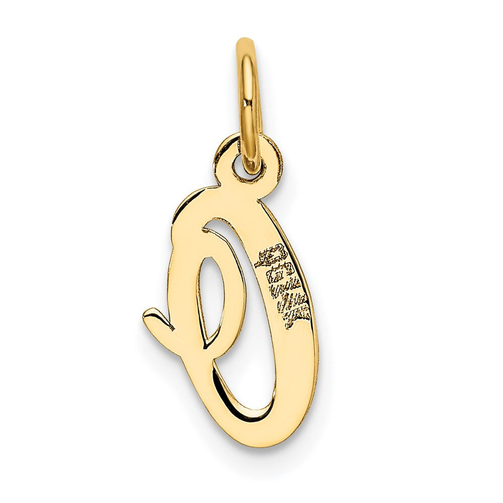 14k Yellow Gold Small Script Letter O Initial Charm Pendant