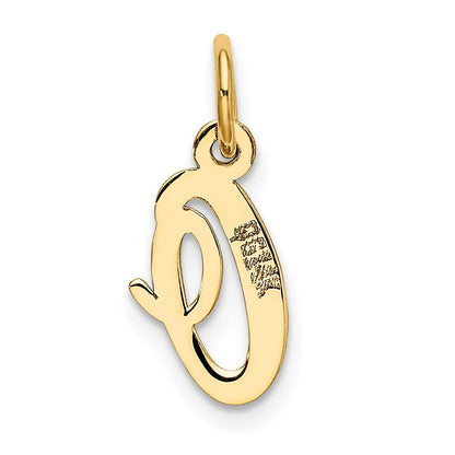 14k Yellow Gold Small Script Letter O Initial Charm Pendant